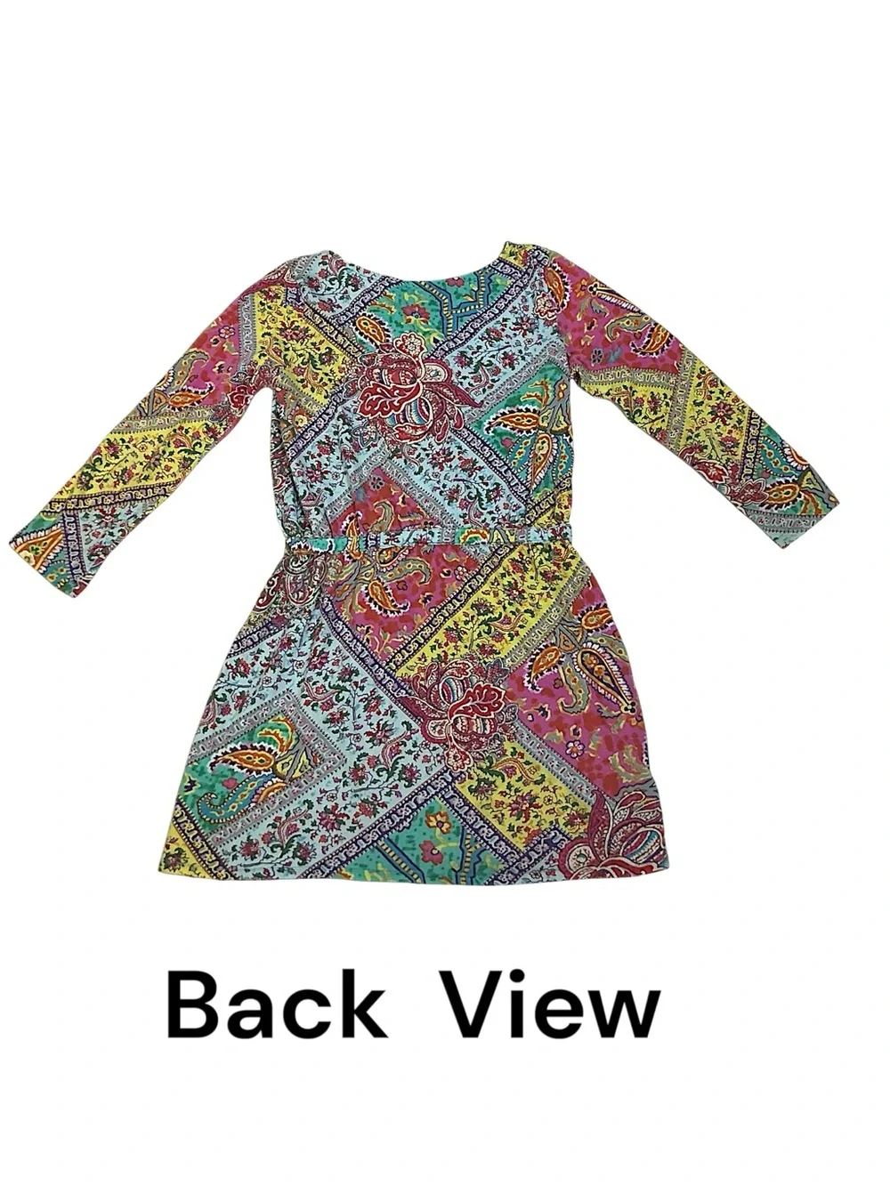 Ralph Lauren Dress 100% Cotton Long Sleeve Boho Patchwork Paisley Girls Size 5
